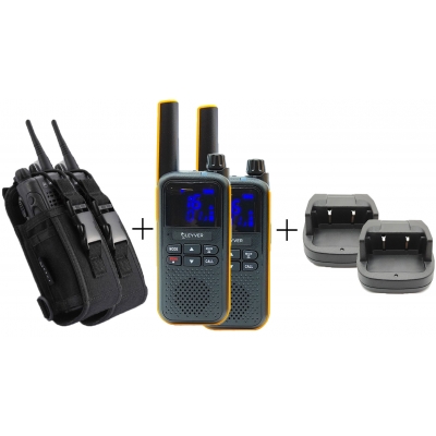 Pack Talkie Walkie avec 2 housses de protection et 2 chargeurs de bureau