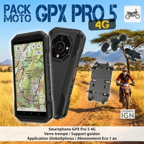 Pack Moto Smartphone Android 14 étanche antichocs GlobeXplorer PRO 5 4G
