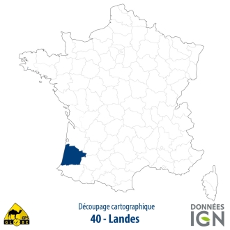 Département IGN - Satellite - Landes 40 - 1 : 25 000