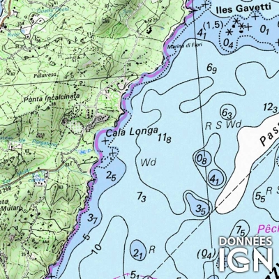 Carte littoral Méditerranée - IGN et SHOM