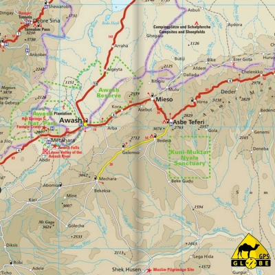 Ethiopie / Somalie / Erythée / Djibouti - Carte touristique - 1 1 800 000