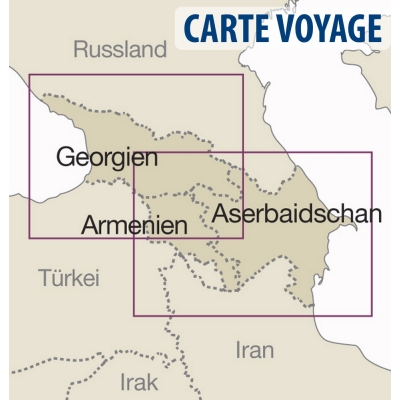Caucase (Arménie / Géorgie / Azerbaijan) - Carte voyage - 1 : 650