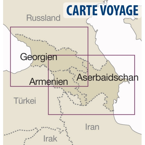 Caucase (Arménie / Géorgie / Azerbaijan) - Carte voyage - 1 : 650