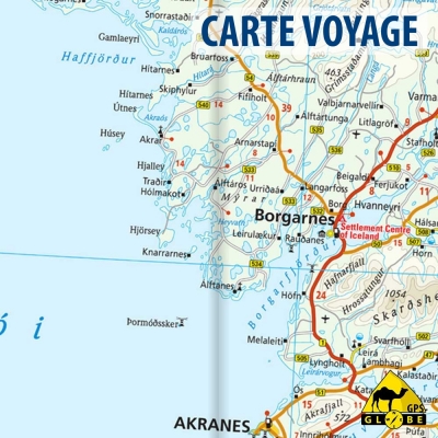 Islande - Carte voyage - 1 : 425 000