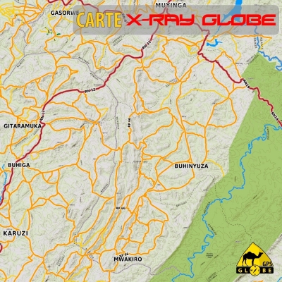 Burundi/Rwanda- X-Ray Globe 1 : 100 000 TOPO RELIEF