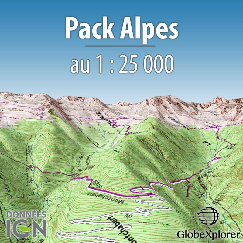 Pack Alpes - France / Suisse / Italie - 1 : 25 000 - GlobeXplorer