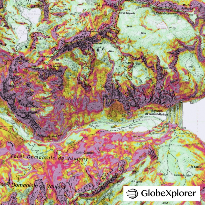 Carte des pentes - Alpes - 1 : 25 000 - GlobeXplorer