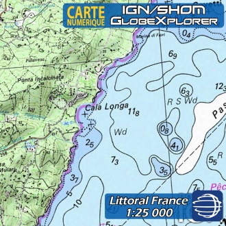 Carte marine  Atlantique + Méditerranée - IGN/SHOM  - 1 : 25 000 - GlobeXplorer