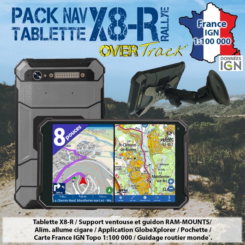 Tablette tactile étanche et antichocs GPS GLOBE 4X4 X10 Androïd + OZI  Explorer + Guidage routier